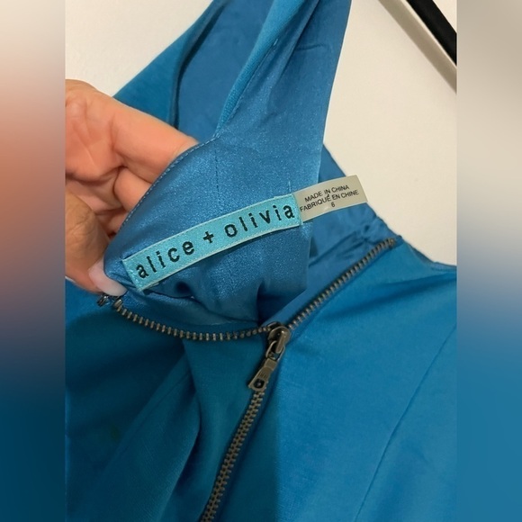 Alice + Olivia Teal Blue Peplum Dress Size 6 - Picture 8 of 12